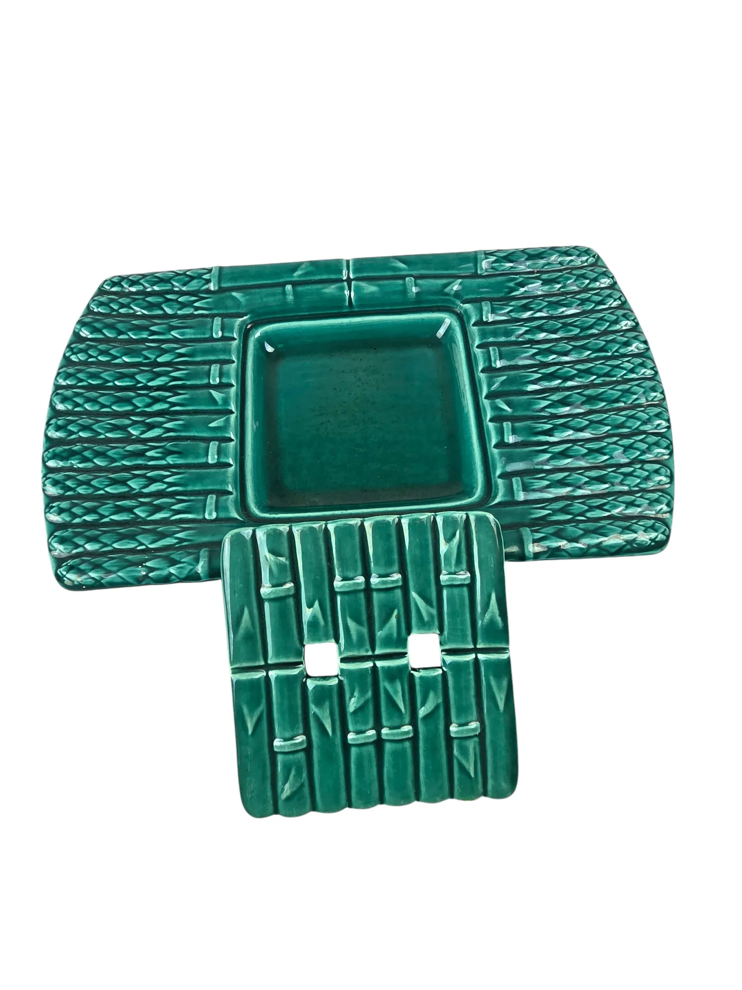 Magnifique service à asperges en barbotine de Saint Amand et Hamage , début XXème, 14 pièces. – Image 6