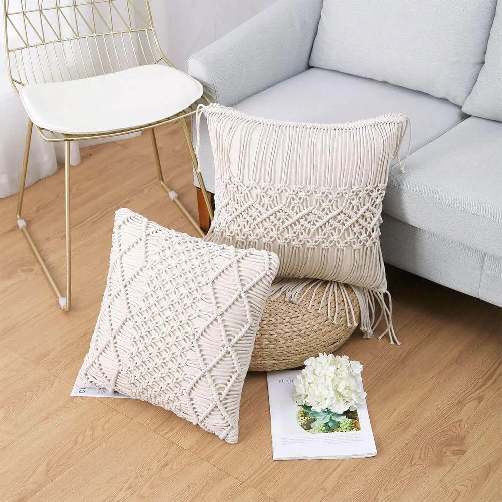 Coussin Macramé Beige – Image 2