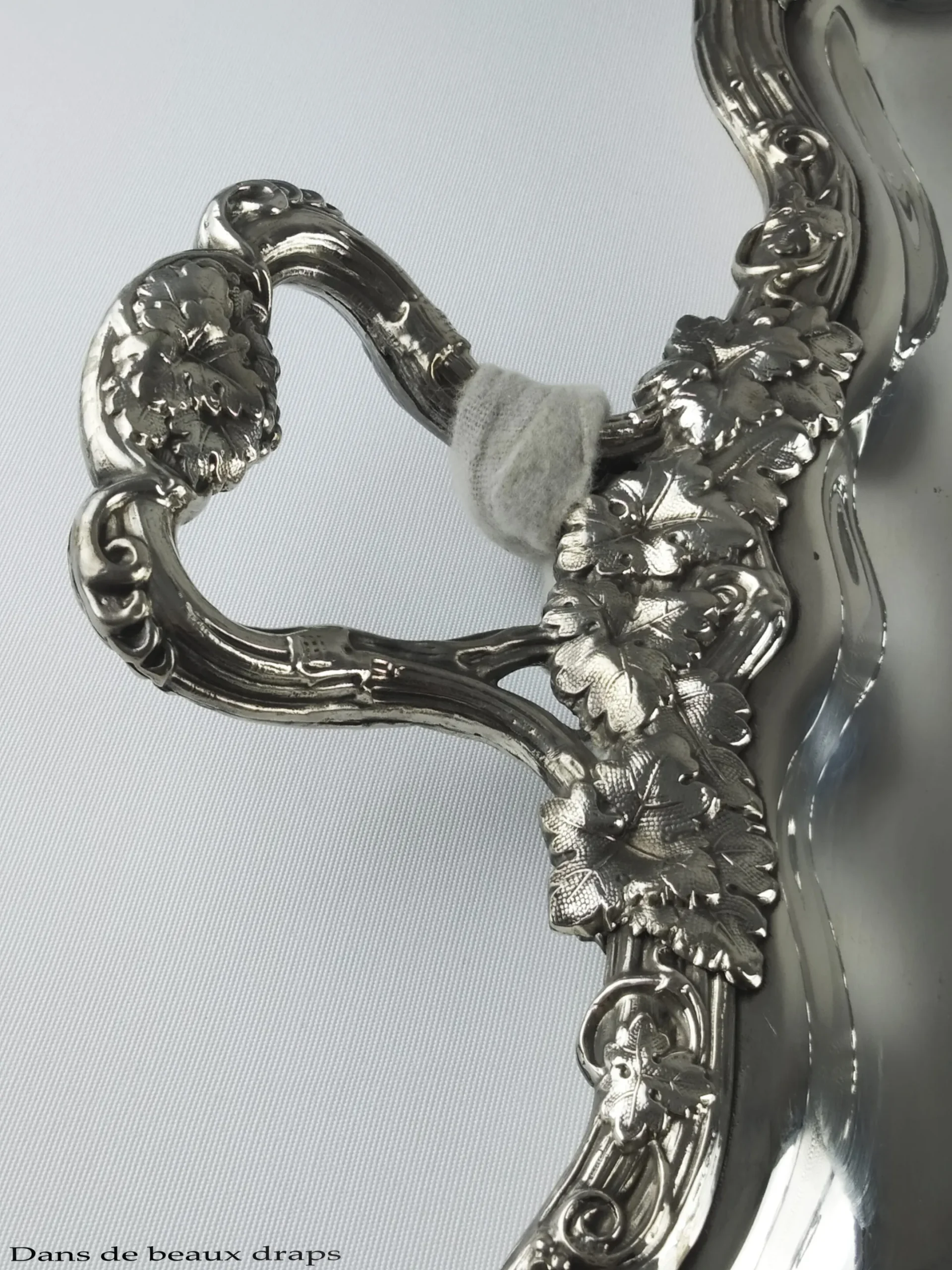 Superbe plateau rectangulaire en métal argenté,époque Napoléon III. – Image 5