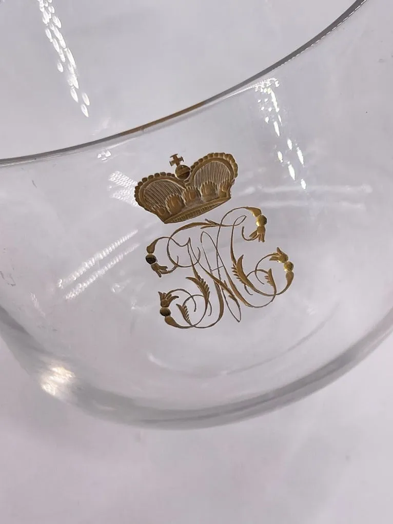Rare paire de rafraîchissoirs individuels en cristal , monogramme et couronne princière, XIXème – Image 3