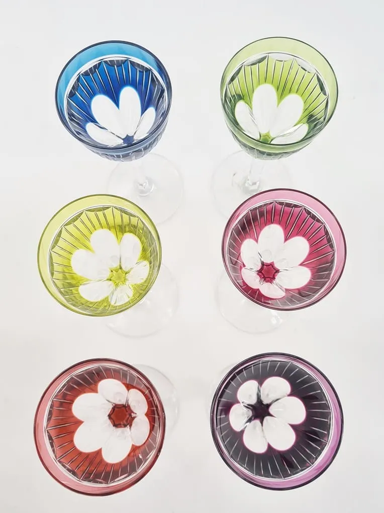 Magnifique série de 12 verres de couleurs en cristal doublé Val St Lambert – Image 4