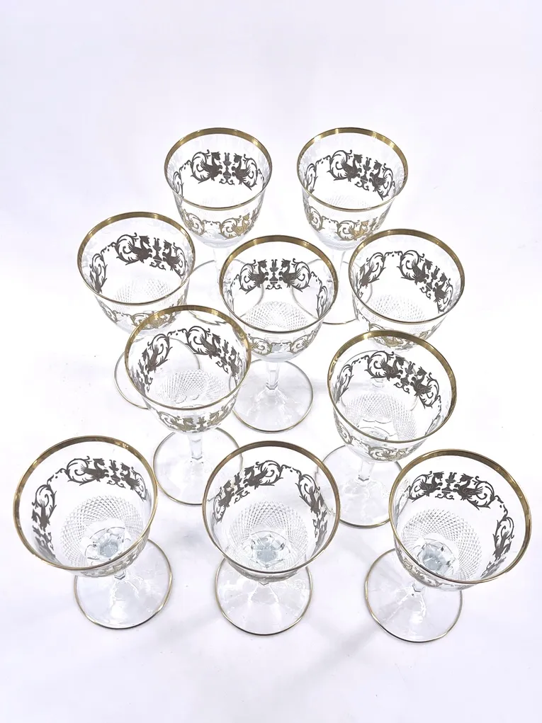 Suite de 10 verres en cristal de Bohème dorés – Image 6