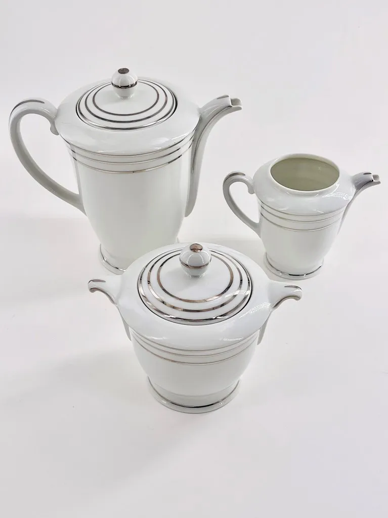 Service à café en porcelaine de Limoges, époque Art Déco, maison Charles AHRENFELD – Image 2