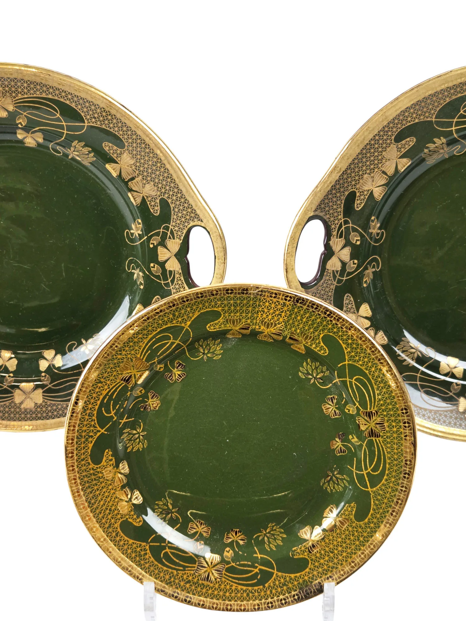 Rare service à dessert en grès verni de Sarreguemines, époque Art Nouveau, 13 pièces – Image 3