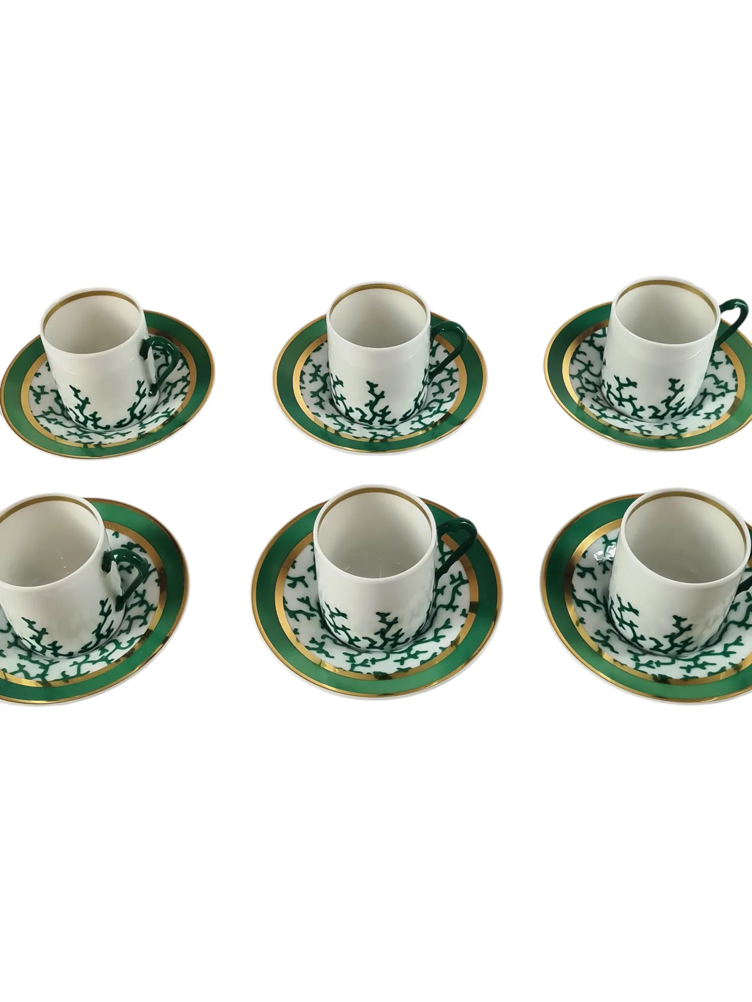 Suite de 6 tasses et sous-tasses à café en porcelaine de Limoges, maison Raynaud, modèle Cristobal – Image 2
