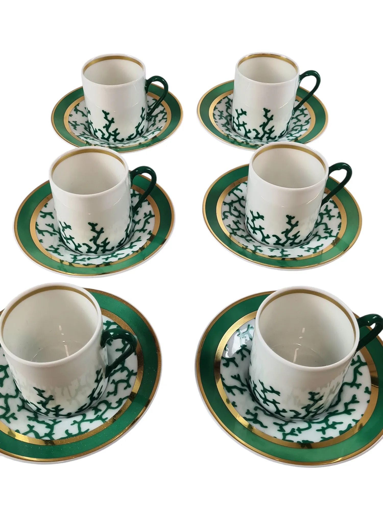 Suite de 6 tasses et sous-tasses à café en porcelaine de Limoges, maison Raynaud, modèle Cristobal – Image 3