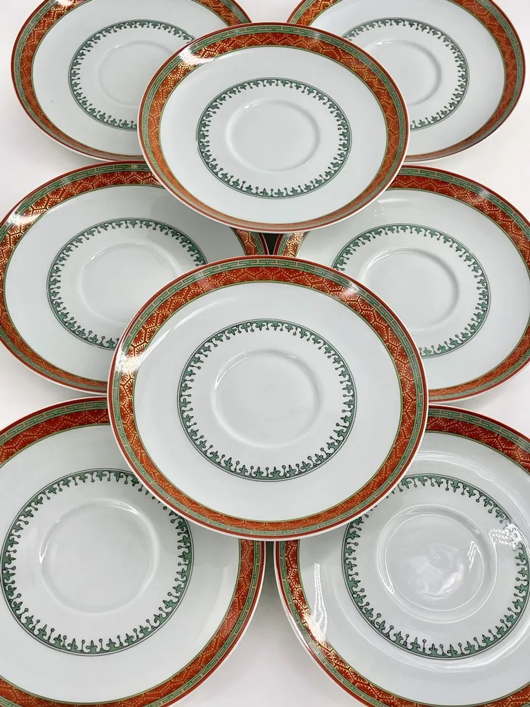 Très bel ensemble de 8 paire-tasses à thé en porcelaine de Limoges, maison Haviland, modèle Chrysanthème – Image 7