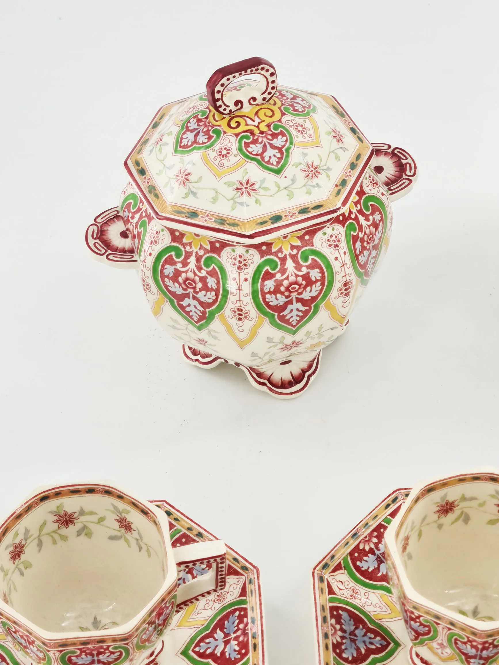 Rare service à café en faience de Sarreguemines, modèle Peking – Image 5