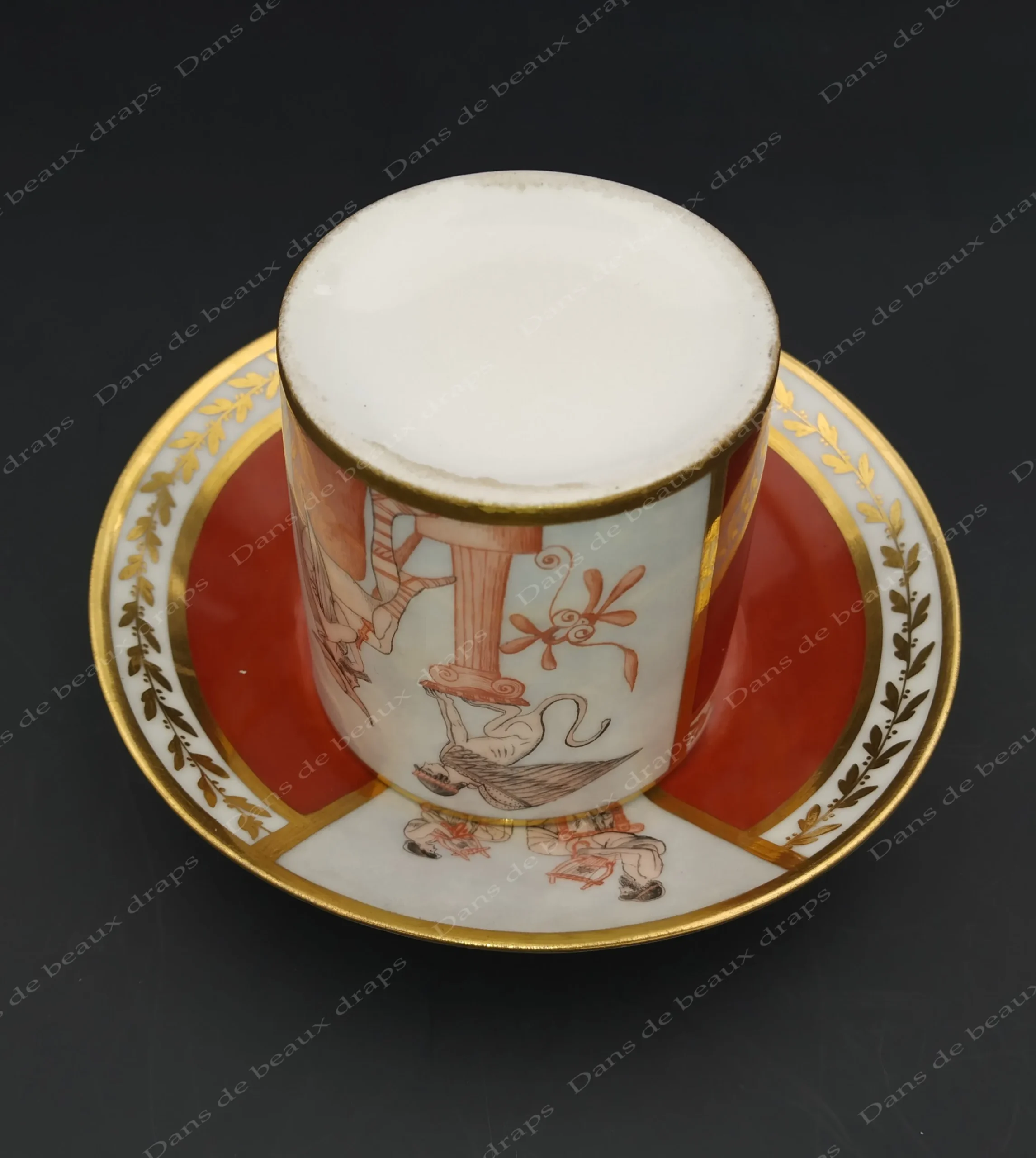 Paire-tasse à café litron en porcelaine de Paris,19ème. – Image 3