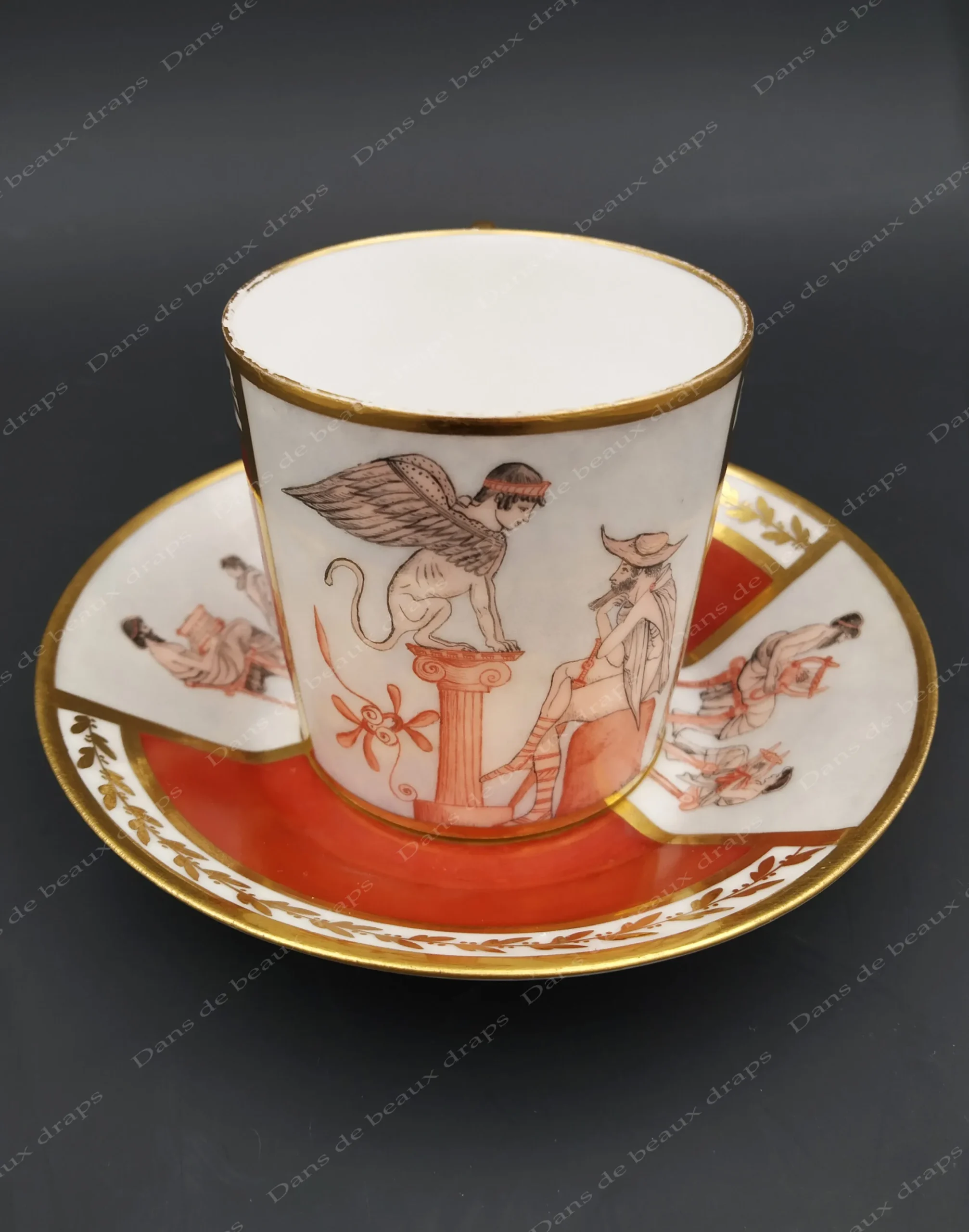 Paire-tasse à café litron en porcelaine de Paris,19ème. – Image 5