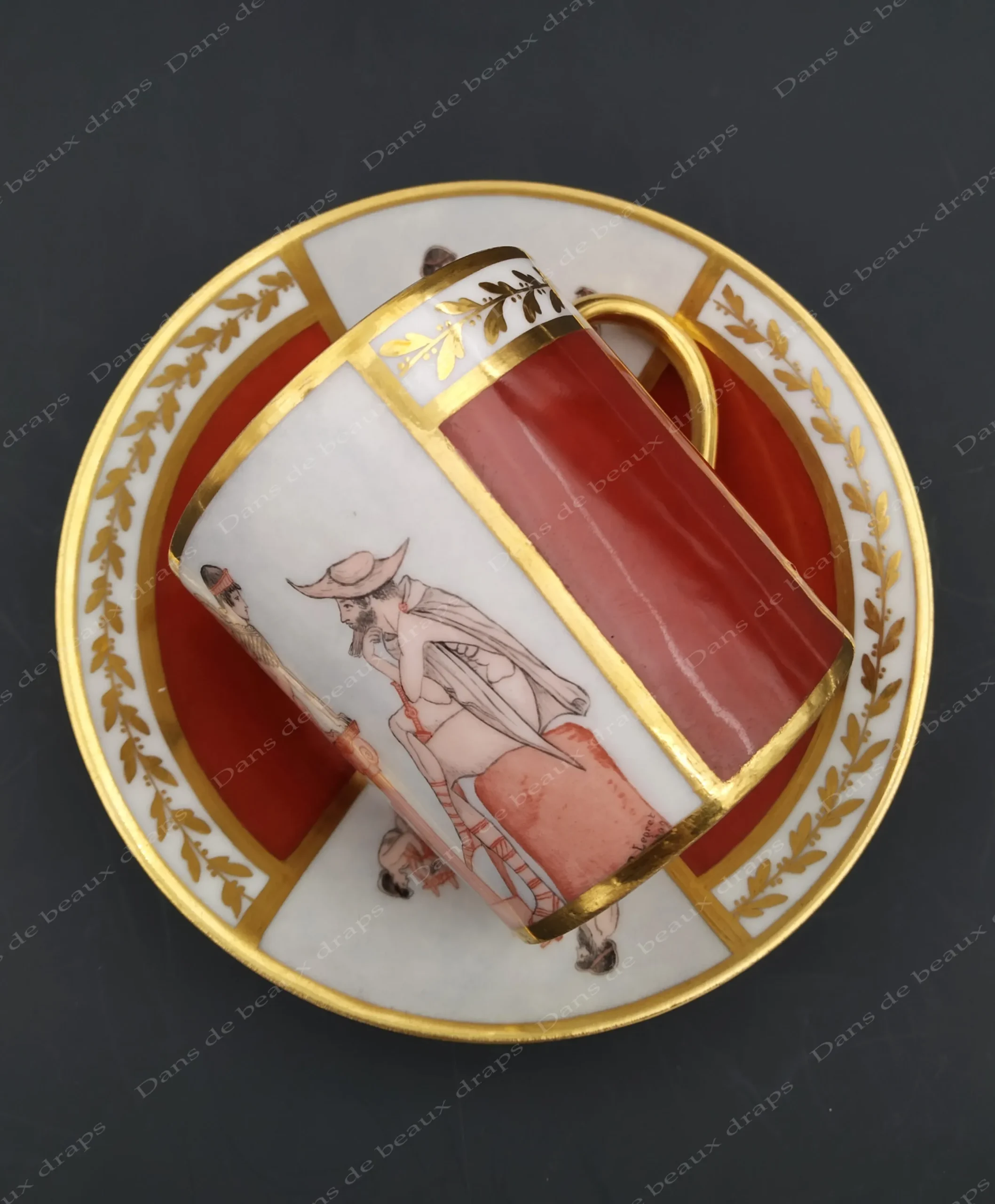 Paire-tasse à café litron en porcelaine de Paris,19ème. – Image 2