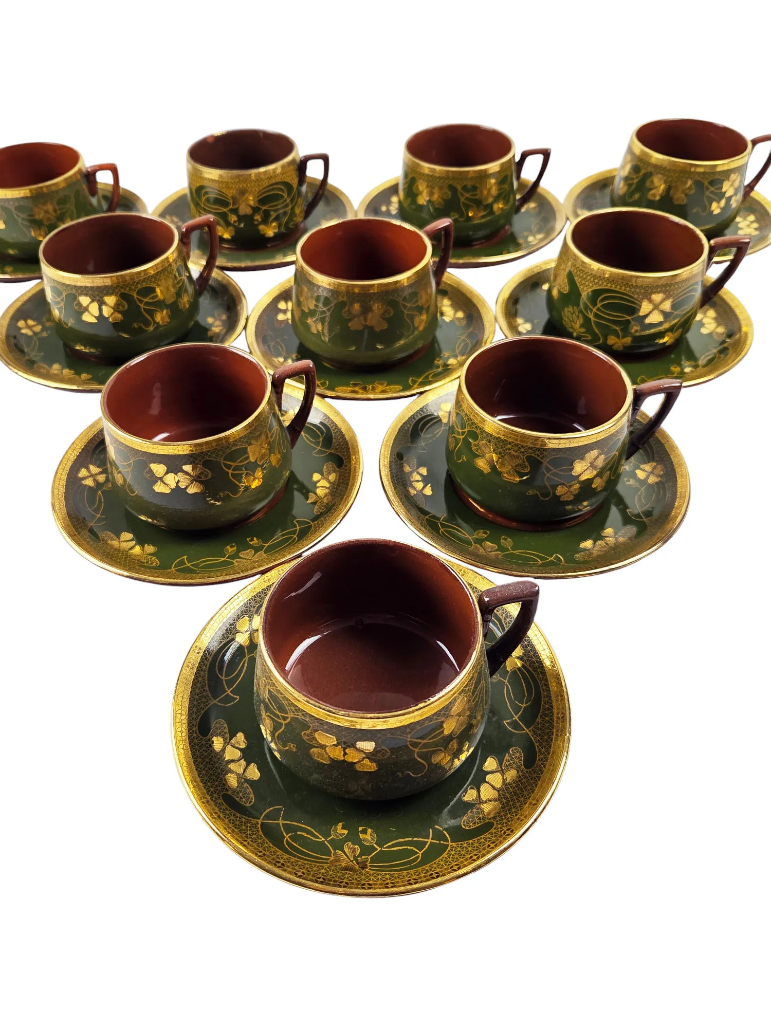 Rare service à thé en grès verni de Sarreguemines, époque Art Nouveau, 23 pièces. – Image 5