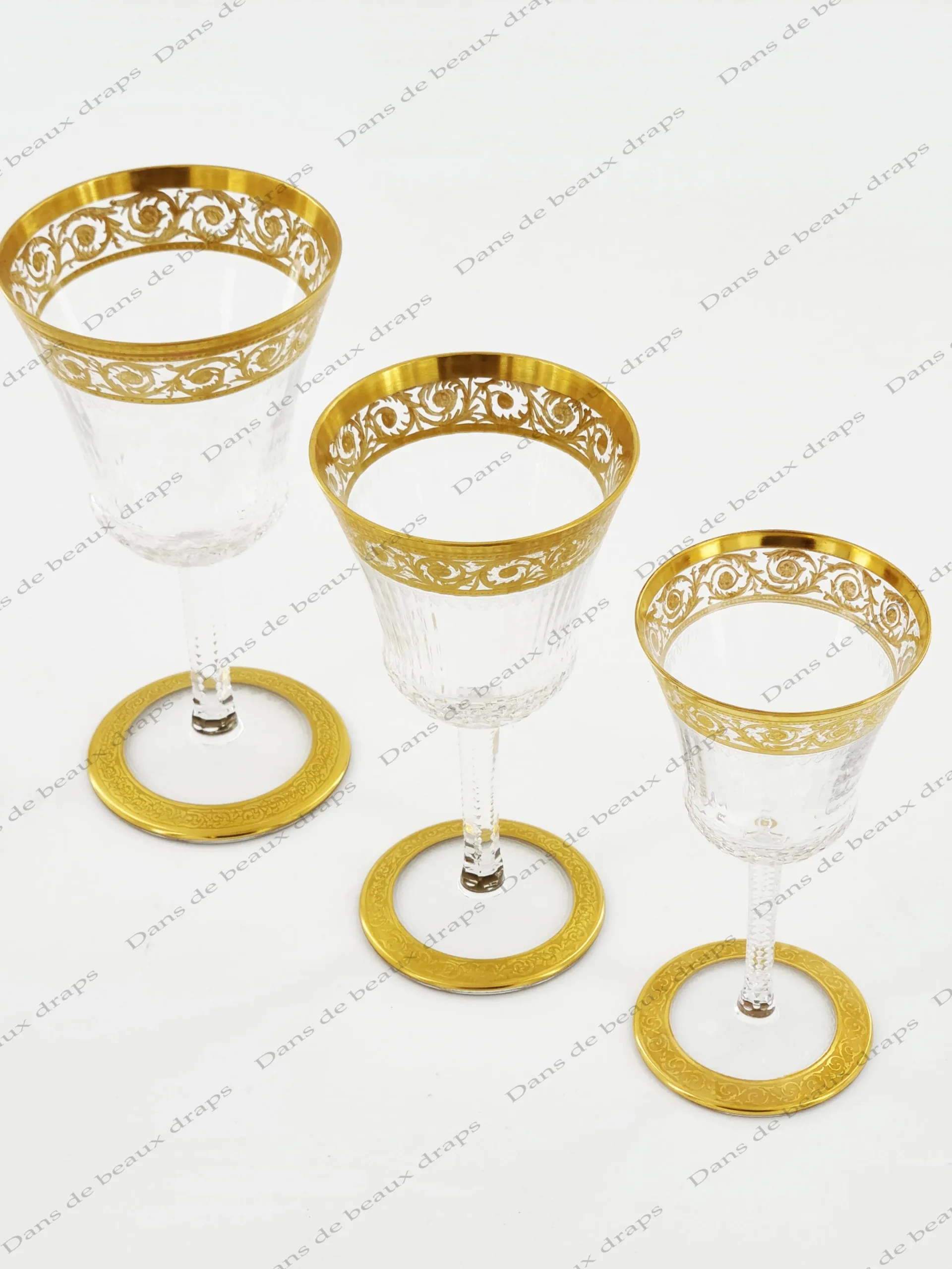 Magnifique service de verres en cristal de Saint Louis , modèle Thistle Or , 48 pièces – Image 3