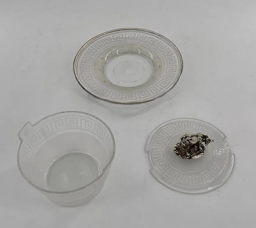 Très belle boite à fromage en cristal et métal argenté, début XXème – Image 7