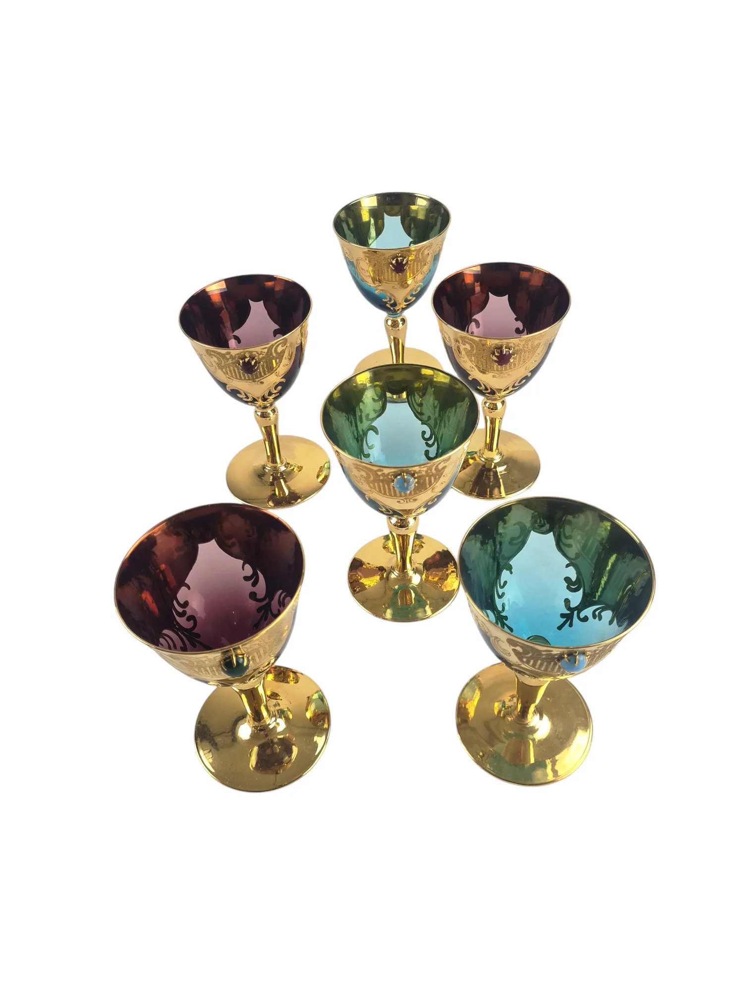 Suite de 6 verres à vin en verre de Murano, XXème – Image 2