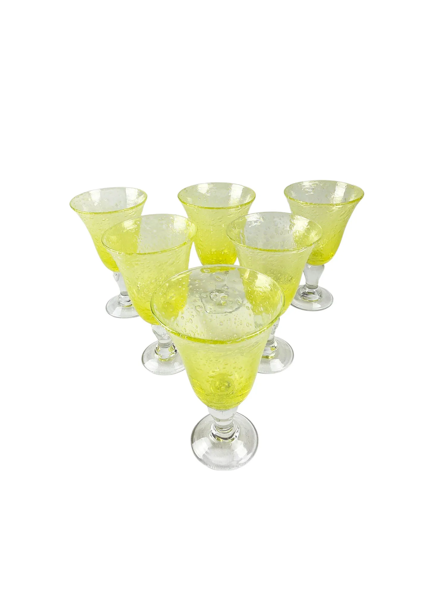 Suite de 6 verres à eau en verre soufflé jaune – Image 2