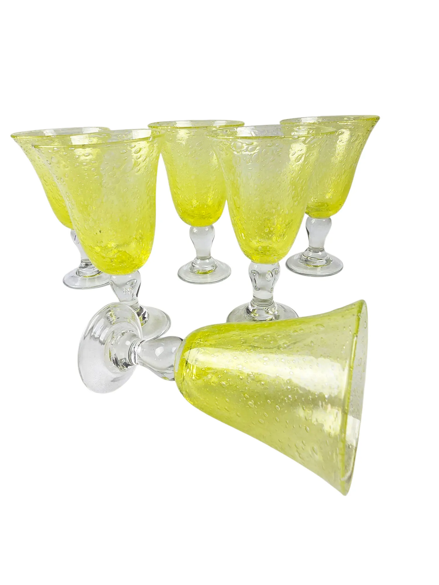 Suite de 6 verres à eau en verre soufflé jaune – Image 3