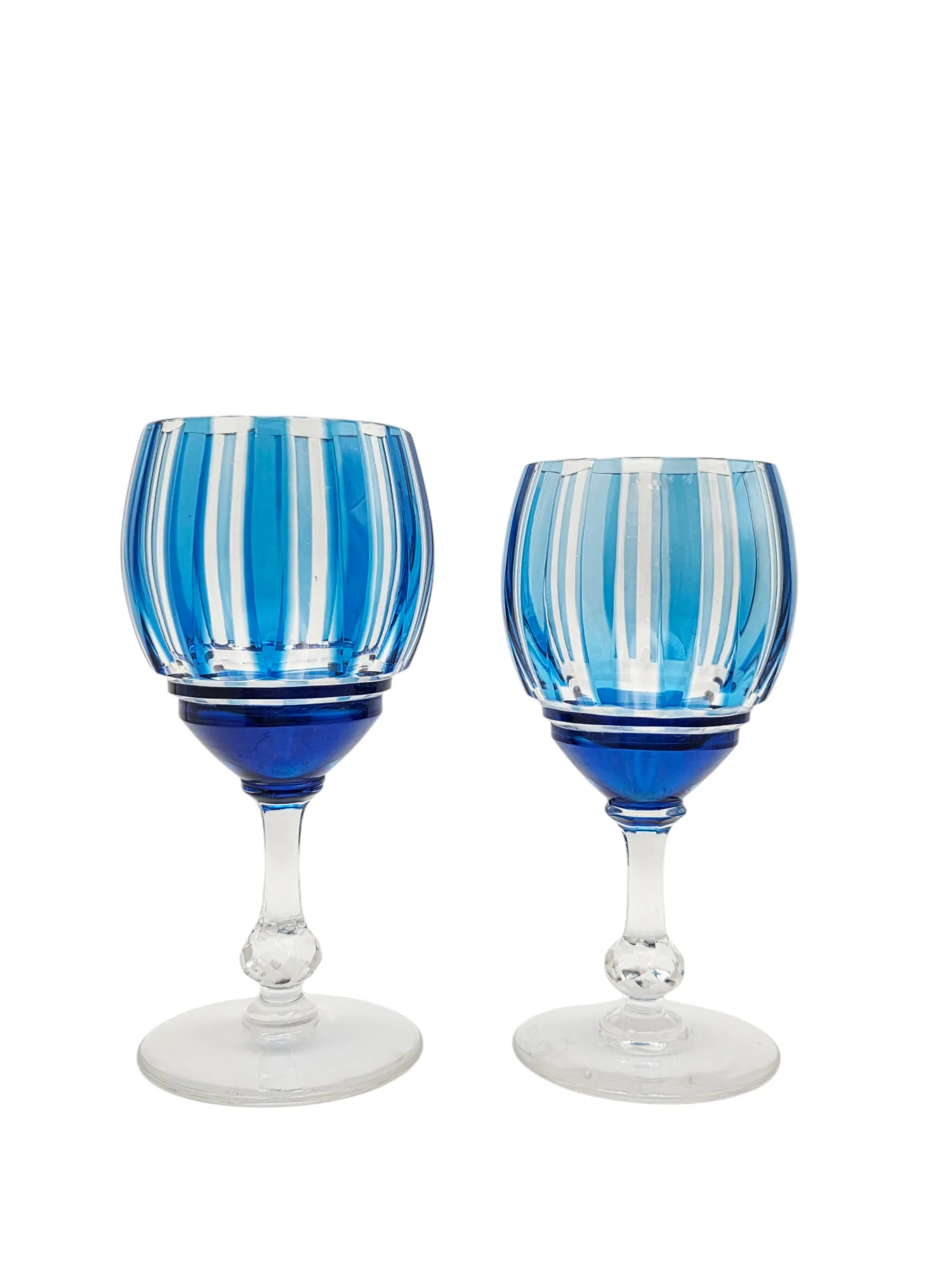 Ensemble de 6 verres en cristal doublé bleu ciel, Saint Louis. – Image 4