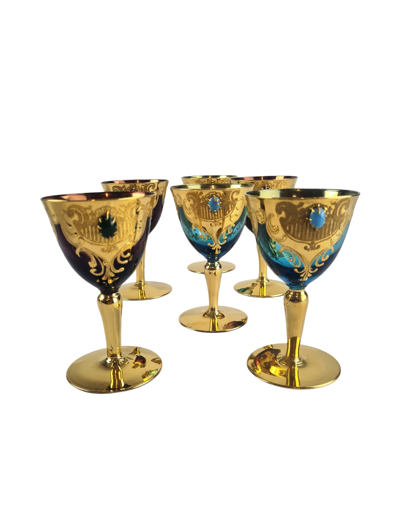 Suite de 6 verres à vin en verre de Murano, XXème – Image 5