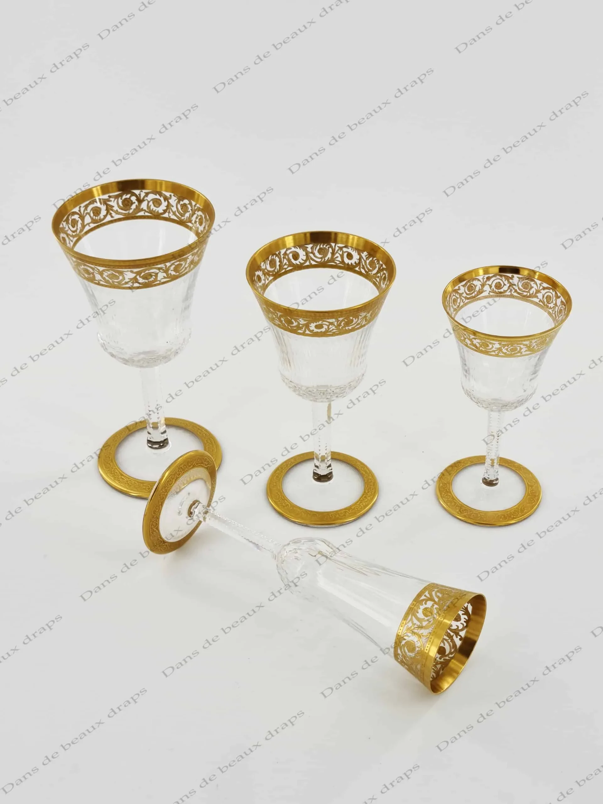 Magnifique service de verres en cristal de Saint Louis , modèle Thistle Or , 48 pièces – Image 5